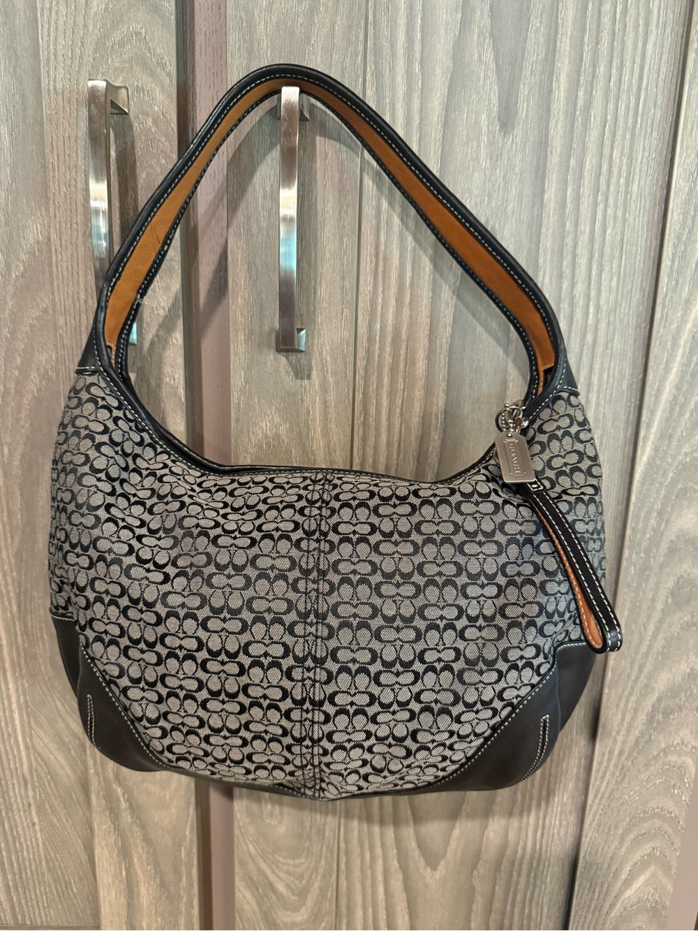 Coach Y2K Signature Canvas Hobo Bag in Black/Tan